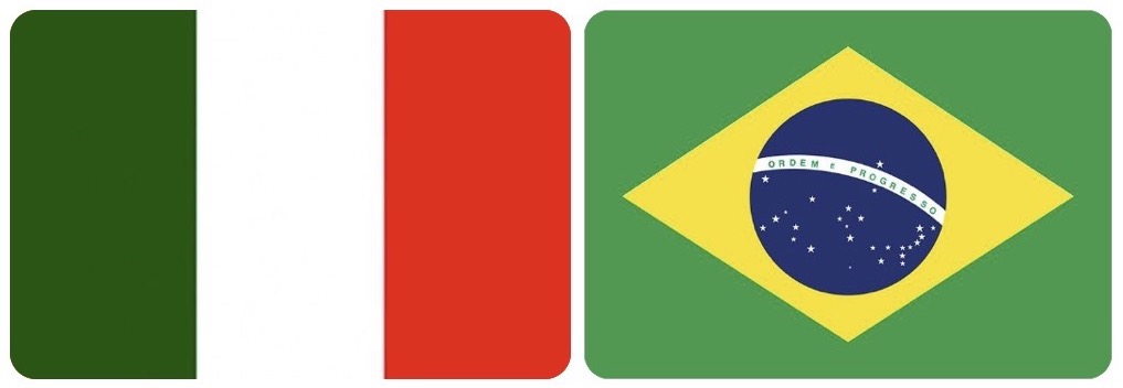 bandeira da italia e do brasil, lado a lado